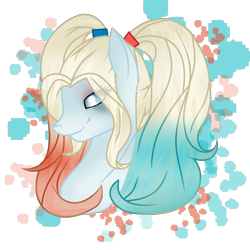 Size: 1848x1848 | Tagged: safe, artist:aonairfaol, earth pony, pony, dc comics, female, harley quinn, mare, pigtails, simple background, smiling, solo, transparent background