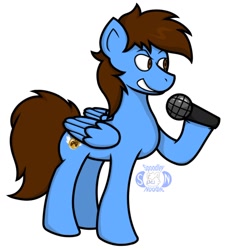 Size: 938x1039 | Tagged: source needed, safe, artist:spoodleynoodle, oc, oc only, oc:pegasusgamer, pegasus, pony, friday night funkin', full body, microphone, simple background, solo, white background, wings