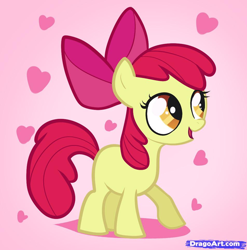 Size: 952x965 | Tagged: safe, artist:dragoart, apple bloom, earth pony, pony, g4, female, filly, heart, holiday, solo, valentine's day