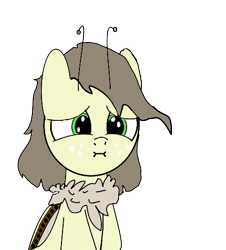 Size: 441x488 | Tagged: safe, artist:thegriffoncrimson, insect, moth, mothpony, original species, pony, everyone, simple background, transparent background, worried