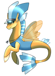 Size: 869x1209 | Tagged: safe, artist:eternity9, oc, oc only, seapony (g4), clothes, dorsal fin, fin wings, fins, fish tail, flowing tail, jewelry, necklace, seaponified, simple background, smiling, solo, species swap, tail, transparent background, wings, yellow eyes