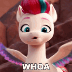 Size: 498x498 | Tagged: safe, edit, edited screencap, screencap, zipp storm, pegasus, pony, g5, my little pony: a new generation, official, spoiler:my little pony: a new generation, 3d, animated, caption, female, gif, mare, solo, talking, tenor gif, text