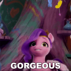 Size: 640x640 | Tagged: safe, edit, edited screencap, screencap, pipp petals, pegasus, pony, g5, my little pony: a new generation, official, spoiler:my little pony: a new generation, 3d, animated, caption, female, flapping wings, gif, mare, solo, talking, tenor gif, text, wings