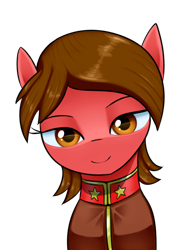 Size: 468x630 | Tagged: safe, artist:truffle shine, earth pony, pony, equestria at war mod, communism, lidded eyes, lieutenant zofia, ponified, red alert 2, simple background, solo, transparent background
