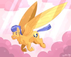 Size: 1280x1024 | Tagged: safe, artist:daotterguy, flash sentry, pegasus, pony, g4, flying, male, solo, stallion