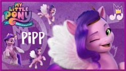 Size: 1280x720 | Tagged: safe, pipp petals, pegasus, pony, g5, my little pony: a new generation, official, abstract background, cutie mark, female, mare, my little pony: a new generation logo, self ponidox, text, youtube, youtube thumbnail