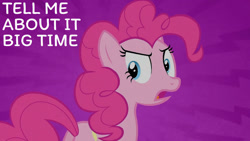 Size: 1280x720 | Tagged: safe, edit, edited screencap, editor:quoterific, screencap, pinkie pie, earth pony, pony, g4, party of one, season 1, angry, female, mare, open mouth, solo