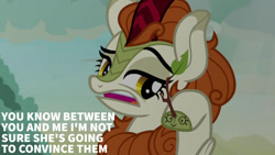 Size: 1280x720 | Tagged: safe, edit, edited screencap, editor:quoterific, screencap, autumn blaze, kirin, g4, season 8, sounds of silence, autumn blaze's puppet, female, open mouth, solo