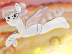 Size: 1024x768 | Tagged: safe, artist:wrath-marionphauna, oc, oc only, pegasus, pony, amino, cloud, freckles, solo, sunset