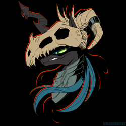 Size: 2000x2000 | Tagged: safe, artist:kirasunnight, queen chrysalis, changeling, changeling queen, g4, black background, female, high res, simple background, skull