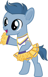 Size: 2523x4001 | Tagged: safe, artist:frownfactory, perky prep, earth pony, pony, g4, my little pony: friendship is magic, the cart before the ponies, cheerleader, cheerleader outfit, clothes, colt, crossdressing, male, pom pom, shirt, simple background, skirt, solo, transparent background, vector