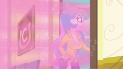Size: 2048x1154 | Tagged: safe, artist:annon, edit, edited screencap, part of a set, screencap, princess celestia, principal celestia, best trends forever, best trends forever: pinkie pie, equestria girls, g4, my little pony equestria girls: better together, big breasts, bimboification, bracelet, breast edit, breast expansion, breasts, butt expansion, cleavage, clothes, female, growth, jewelry, magic, show style adventure, solo, transformation, transforming clothes, wide eyes