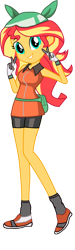 Size: 1295x4300 | Tagged: safe, artist:sapphire, derpibooru exclusive, edit, sunset shimmer, equestria girls, g4, alternate clothes, clothes swap, crossover, female, full body, looking at you, may (pokémon), pokémon, simple background, sleeveless, smiling, smiling at you, solo, transparent background