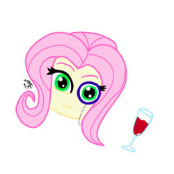 Size: 1000x1000 | Tagged: safe, artist:flutteryaylove, fluttershy, equestria girls, g4, glass, head only, monocle, simple background, solo, white background, wine glass
