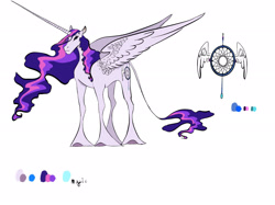 Size: 2049x1536 | Tagged: safe, artist:penrosa, oc, oc:dream catcher, alicorn, pony, alicorn oc, dreamcatcher, female, horn, leonine tail, magical lesbian spawn, mare, offspring, parent:princess luna, parent:twilight sparkle, parents:twiluna, simple background, white background, wings