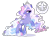 Size: 1700x1262 | Tagged: safe, artist:gihhbloonde, oc, oc only, pony, unicorn, curved horn, cyan eyes, eyeshadow, female, flower, flower in hair, gradient ears, gradient legs, gradient mane, gradient tail, hoof shoes, horn, horn jewelry, jewelry, lightly watermarked, magical lesbian spawn, makeup, mare, necklace, offspring, open mouth, parent:fleur-de-lis, parent:princess luna, parents:fleur de lune, princess shoes, raised hoof, simple background, smiling, solo, sparkly mane, sparkly tail, tail, tiara, transparent background, turned head, watermark