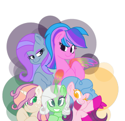 Size: 1082x1048 | Tagged: safe, artist:aonairfaol, oc, oc only, dracony, hybrid, pegasus, pony, unicorn, base used, female, grin, horn, interspecies offspring, magical lesbian spawn, mare, offspring, one eye closed, parent:applejack, parent:fluttershy, parent:maud pie, parent:pinkie pie, parent:rainbow dash, parent:rarity, parent:spike, parent:trixie, parent:twilight sparkle, parents:flutterpie, parents:mauxie, parents:rarijack, parents:sparity, parents:twidash, pegasus oc, simple background, smiling, transparent background, unicorn oc, wink