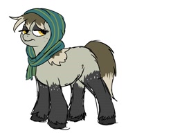 Size: 1563x1200 | Tagged: safe, artist:pony quarantine, oc, oc only, earth pony, pony, yakutian horse, clothes, fluffy, headscarf, lidded eyes, scarf, simple background, snow mare, solo, white background