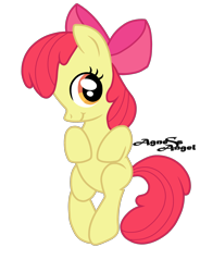 Size: 1400x1900 | Tagged: safe, artist:agnessangel, apple bloom, earth pony, pony, g4, adorabloom, apple bloom's bow, bipedal, bow, cute, female, filly, hair bow, simple background, solo, transparent background