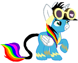 Size: 462x374 | Tagged: safe, artist:qjosh, oc, oc:lightning bliss, 1000 hours in ms paint, clothes, cute, goggles, ocbetes, simple background, uniform, white background, wonderbolts uniform