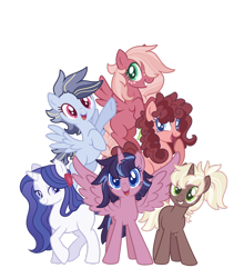 Size: 1920x2180 | Tagged: safe, artist:bishopony, artist:michi-bases, oc, oc only, alicorn, earth pony, pegasus, pony, unicorn, base used, female, mare, offspring, parent:applejack, parent:big macintosh, parent:cheese sandwich, parent:fancypants, parent:flash sentry, parent:fluttershy, parent:pinkie pie, parent:rainbow dash, parent:rarity, parent:soarin', parent:trenderhoof, parent:twilight sparkle, parents:cheesepie, parents:flashlight, parents:fluttermac, parents:raripants, parents:soarindash, parents:trenderjack, pose, simple background, spread wings, transparent background, wings