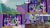 Size: 1280x720 | Tagged: safe, edit, edited screencap, editor:quoterific, screencap, derpy hooves, spike, starlight glimmer, twilight sparkle, alicorn, dragon, pegasus, pony, unicorn, g4, season 6, to where and back again, book, eyes closed, female, flying, mailmare, male, mare, open mouth, twilight sparkle (alicorn), twilight's castle