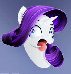 Size: 1461x1523 | Tagged: safe, artist:andaluce, artist:ponerino, rarity, pony, unicorn, g4, bust, disgusted, female, lineless, majestic as fuck, mare, open mouth, palindrome get, reaction image, simple background, solo, tongue out