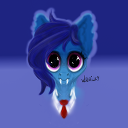 Size: 2000x2000 | Tagged: safe, artist:wata, oc, oc only, oc:tuchka, bat pony, pony, vampire, bat pony oc, bust, gradient background, high res, necktie, solo