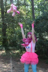 Size: 640x960 | Tagged: safe, artist:shelbeanie, pinkie pie, human, g4, 2014, clothes, cosplay, costume, irl, irl human, photo, plushie