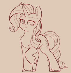 Size: 3264x3351 | Tagged: safe, artist:yoditax, rarity, pony, g4 mega collab, g4, high res, monochrome, raised hoof, solo