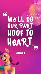 Size: 640x1138 | Tagged: safe, sunny starscout, earth pony, pony, g5, my little pony: a new generation, official, abstract background, female, instagram, instagram story, mare, quote, solo, text