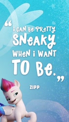 Size: 640x1138 | Tagged: safe, zipp storm, pegasus, pony, g5, my little pony: a new generation, official, abstract background, female, instagram, instagram story, mare, quote, solo, text