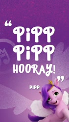 Size: 640x1138 | Tagged: safe, pipp petals, pegasus, pony, g5, my little pony: a new generation, official, abstract background, female, instagram, instagram story, mare, pipp pipp hooray, quote, solo, text