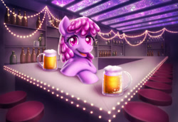 Size: 1750x1200 | Tagged: safe, artist:rainspeak, berry punch, berryshine, earth pony, pony, g4, alcohol, beer, fairy lights, solo, string lights