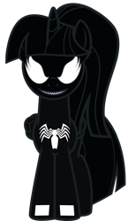 Size: 3098x5338 | Tagged: safe, alternate version, artist:severity-gray, twilight sparkle, alicorn, pony, g4, alternate hairstyle, female, looking at you, mare, ponytail, sharp teeth, simple background, smiling, smiling at you, solo, symbiote, teeth, transparent background, twilight sparkle (alicorn), venom