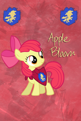 Size: 640x960 | Tagged: safe, artist:gyrotech, apple bloom, earth pony, pony, g4, cape, clothes, cmc cape, cutie mark crusaders patch, female, filly, phone wallpaper, smiling, solo