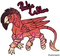Size: 1950x1800 | Tagged: safe, artist:misskanabelle, oc, oc only, hippogriff, hippogriff oc, male, simple background, smiling, solo, tattoo, transparent background