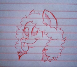 Size: 960x840 | Tagged: safe, artist:milledpurple, oc, oc only, earth pony, pony, :p, bust, earth pony oc, female, lineart, lined paper, mare, smiling, solo, tongue out, traditional art