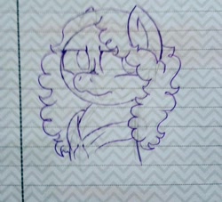 Size: 960x873 | Tagged: safe, artist:milledpurple, oc, oc only, earth pony, pony, bust, clothes, earth pony oc, female, lineart, lined paper, mare, solo, traditional art, unamused