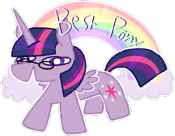 Size: 671x524 | Tagged: safe, artist:olivecow, twilight sparkle, alicorn, pony, g4, best pony, glasses, rainbow, simple background, solo, stylistic suck, transparent background, twilight sparkle (alicorn)