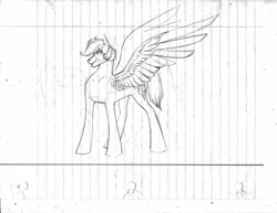 Size: 3299x2549 | Tagged: safe, artist:penrosa, pegasus, pony, female, high res, lineart, lined paper, mare, solo, wings