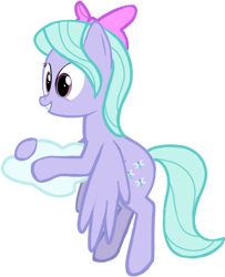 Size: 454x559 | Tagged: safe, artist:azgchip, flitter, pegasus, pony, g4, background pony, bow, cloud, digital art, female, flying, hoof hold, mare, simple background, smiling, solo, transparent background