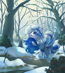 Size: 1950x2200 | Tagged: safe, artist:shady-bush, oc, oc only, bat pony, pony, female, mare, solo, tree, winter