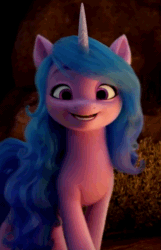 Size: 480x744 | Tagged: safe, screencap, izzy moonbow, pony, unicorn, g5, my little pony: a new generation, spoiler:my little pony: a new generation, 3d, animated, cute, female, floppy ears, i watch it for the ears, izzybetes, mare, smiling, solo