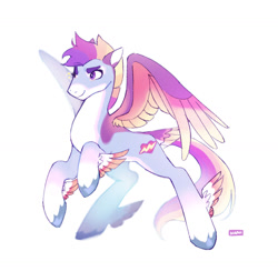 Size: 1280x1247 | Tagged: safe, artist:kino-ta, oc, oc only, pegasus, pony, colored wings, feathered fetlocks, male, multicolored wings, simple background, solo, stallion, white background, wings
