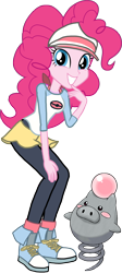 Size: 1320x2949 | Tagged: safe, artist:sapphire, derpibooru exclusive, edit, pinkie pie, spoink, equestria girls, g4, alternate clothes, clothes swap, converse, crossover, female, full body, looking at you, pokémon, rosa, rosa (pokémon), shoes, simple background, smiling, smiling at you
