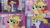 Size: 1280x720 | Tagged: safe, edit, edited screencap, editor:quoterific, screencap, applejack, fluttershy, rarity, spike, dragon, earth pony, pegasus, pony, unicorn, g4, my little pony: friendship is magic, season 4, simple ways, angry, applejack's hat, banjo, carousel boutique, cowboy hat, female, grin, hat, male, mare, musical instrument, open mouth, smiling