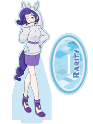 Size: 1668x2224 | Tagged: safe, alternate version, artist:batipin, part of a set, rarity, equestria girls, g4, clothes, female, hoodie, human coloration, multiple variants, one eye closed, rarity peplum dress, simple background, solo, transparent background, wink