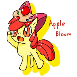 Size: 640x640 | Tagged: safe, artist:自分, apple bloom, earth pony, pony, g4, apple, female, filly, food, palette, solo