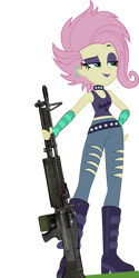 Size: 633x1262 | Tagged: safe, artist:edy_january, edit, vector edit, fluttershy, equestria girls, equestria girls series, g4, the road less scheduled, the road less scheduled: fluttershy, spoiler:eqg series (season 2), call of duty, call of duty: black ops, call of duty: black ops cold war, flutterpunk, gun, m60, machine gun, simple background, solo, transparent background, vector, weapon